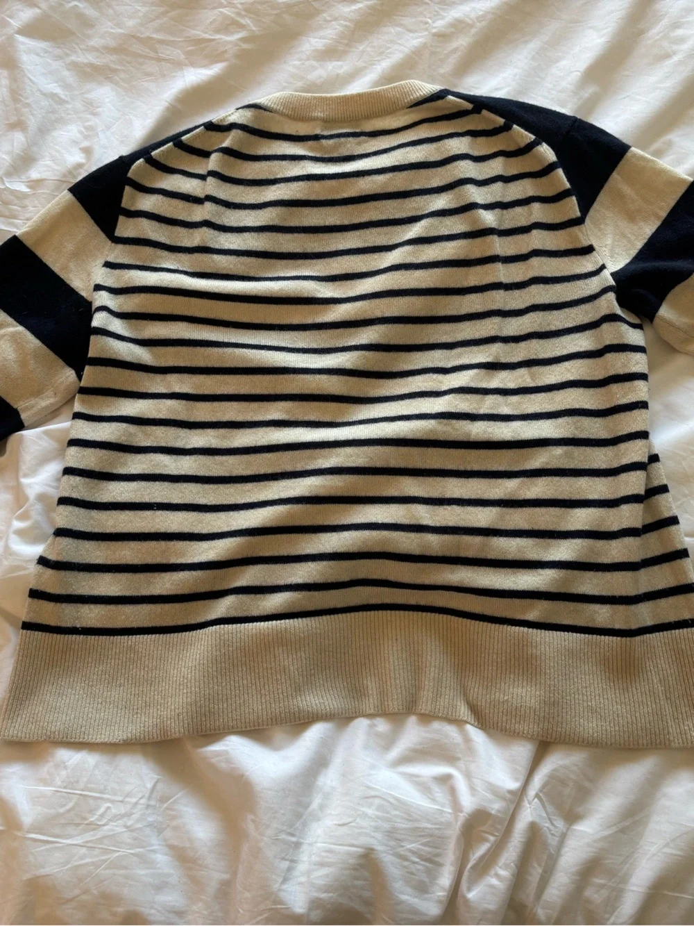 J. Crew Striped Crewneck Cashmere Sweater in Navy and Cream